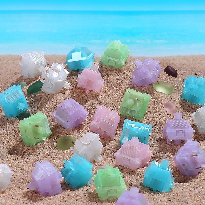 DUROCK Sea Glass Switches, Thocky Linear Switch 62g Full Nylon Housing P3+ Stem RGB Keyswitch, Pre-Lubed Keyboard Switches (Sea Glass Mixed, 90pcs) - Image 5